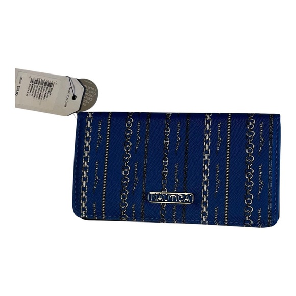 Nautica Handbags - Nautica Blue Chain Print Wallet with Logo Plaque Costal Summer Western Timeless